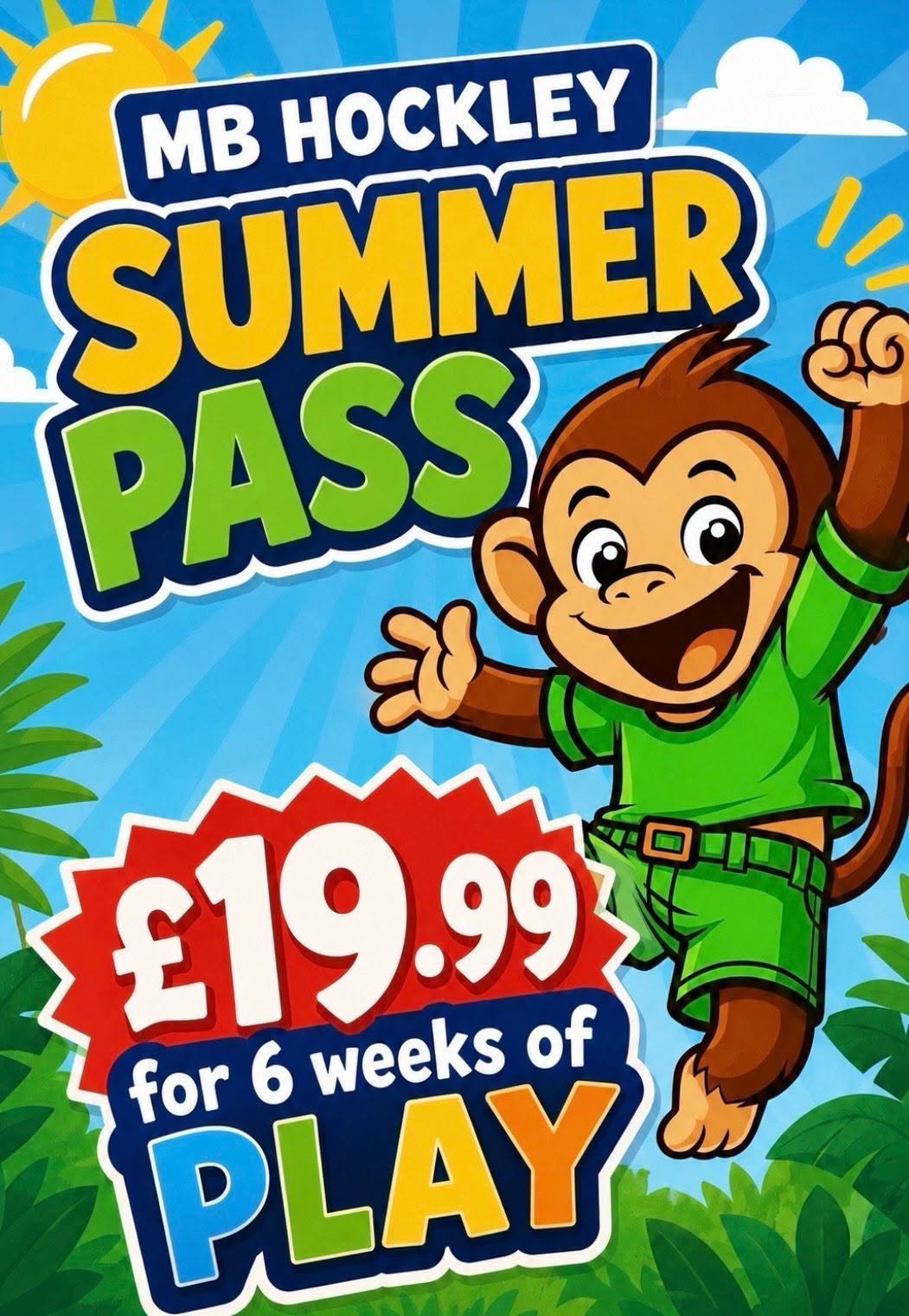 Monkey Bizzness Hockley Summer Pass 2026 - 6 Weeks Unlimited Play for £19.99