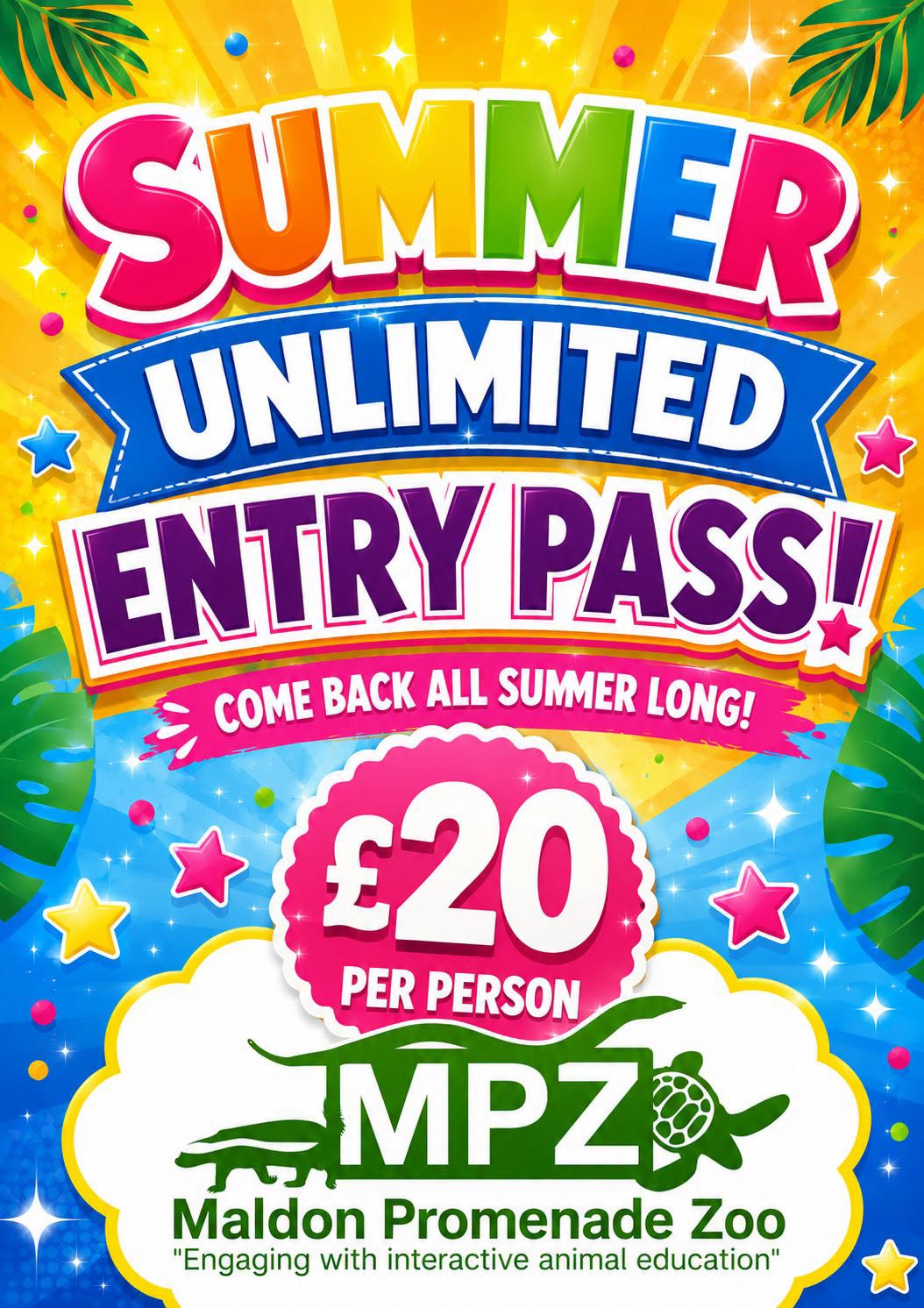 Maldon Promenade Zoo Summer Unlimited Entry 2026 - £20 per Person