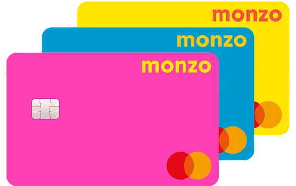 Three official Monzo Under 16s card colours
